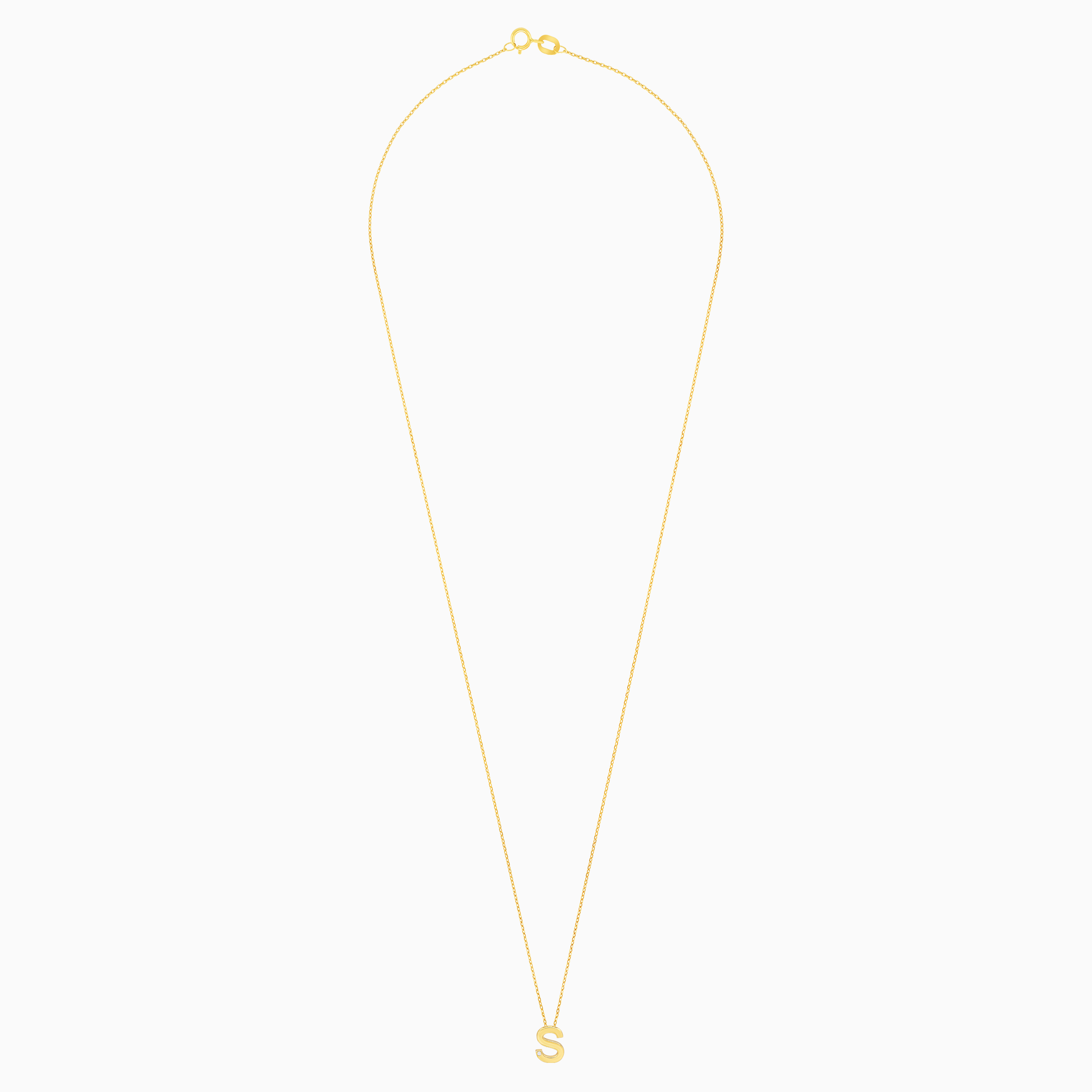 18K Yellow Gold Necklace with “S” Letter & Natural Diamond – Alpha Collection