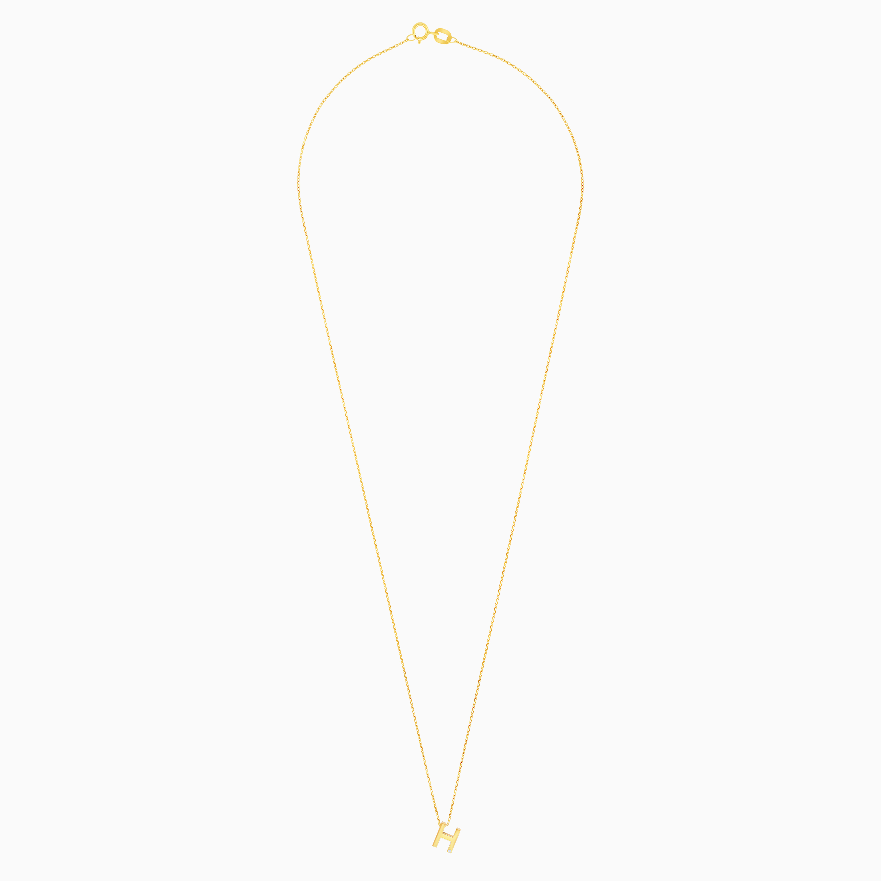 18Yellow Gold Necklace with Letter “H” & Natural Diamond – Alpha Collection