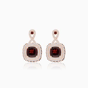 18K Rose Gold Earrings set with Garnet and Natural Diamonds | Vida Collection