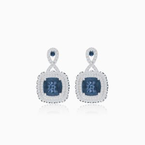 18K White Gold Earrings with Natural Diamond and London Blue Topaz | Vida Collection
