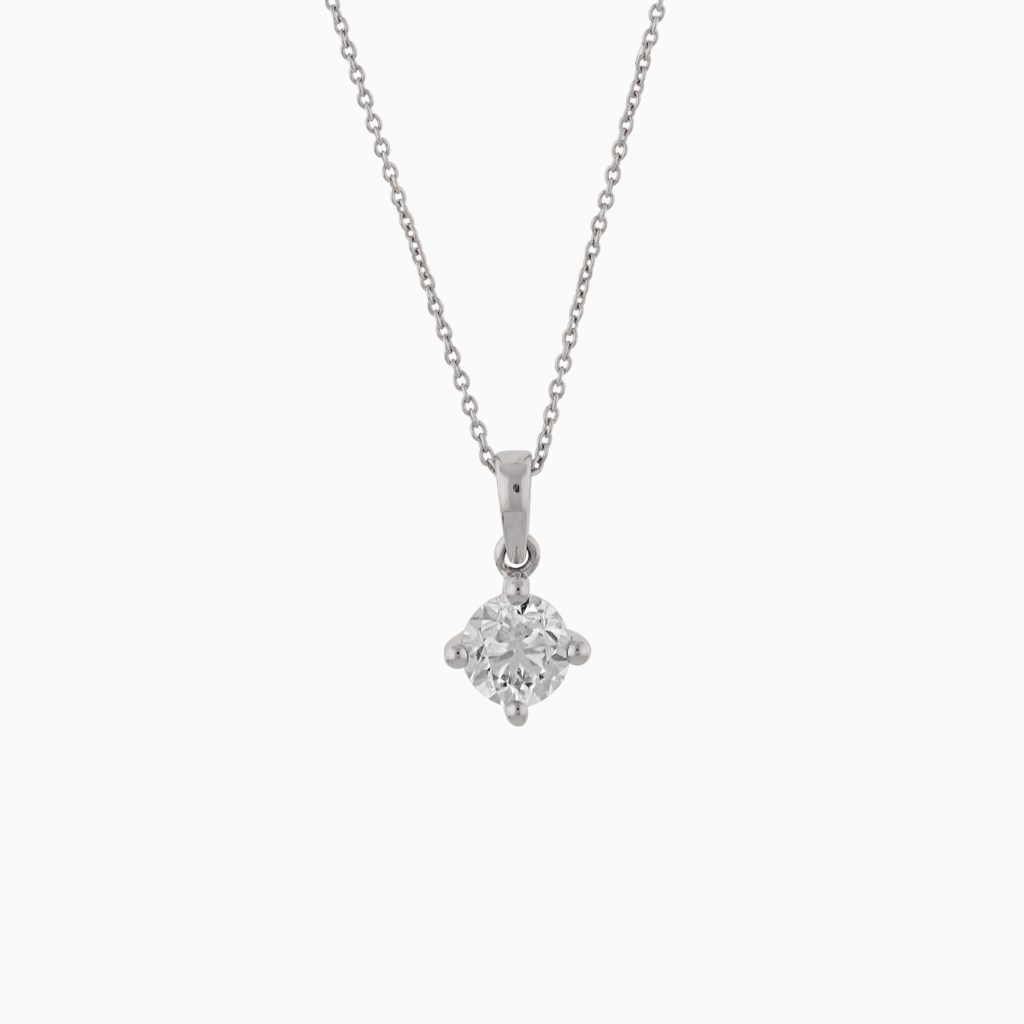 18k White Gold Solitaire Diamond Necklace | Solitaire Collection
