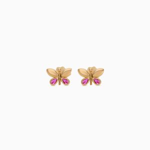 18k Yellow Gold Butterfly Stud Earrings | Spanish Kids Collection