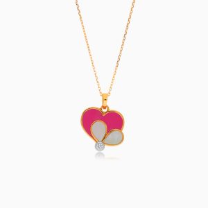 18k Yellow Gold Necklace Featuring Mother-of-Pearl and Natural Diamonds | Dalia Kids Collection
