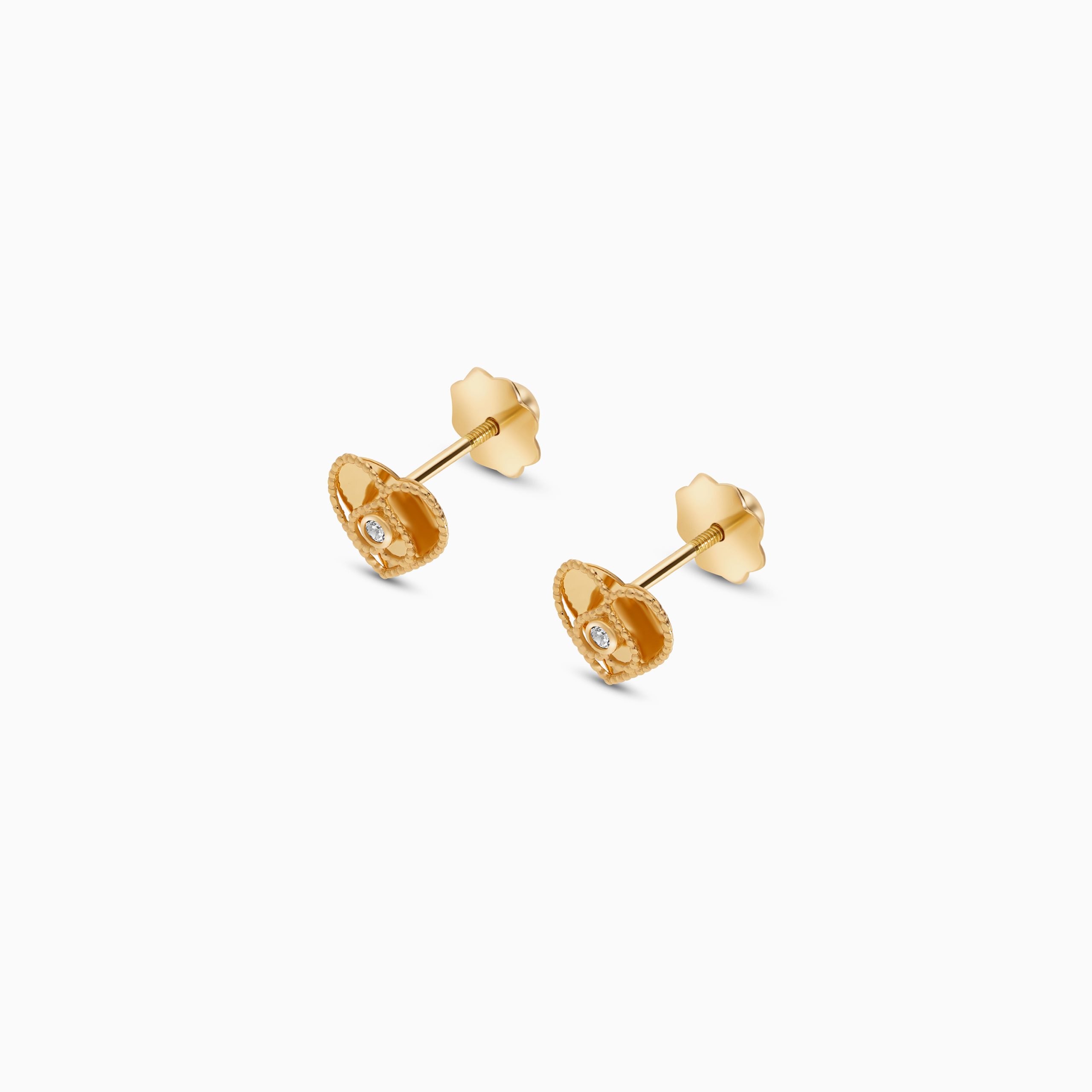 18k Yellow Gold Heart-Shaped Earrings with Zircon Center | Spanish Kids Collection - Image 2