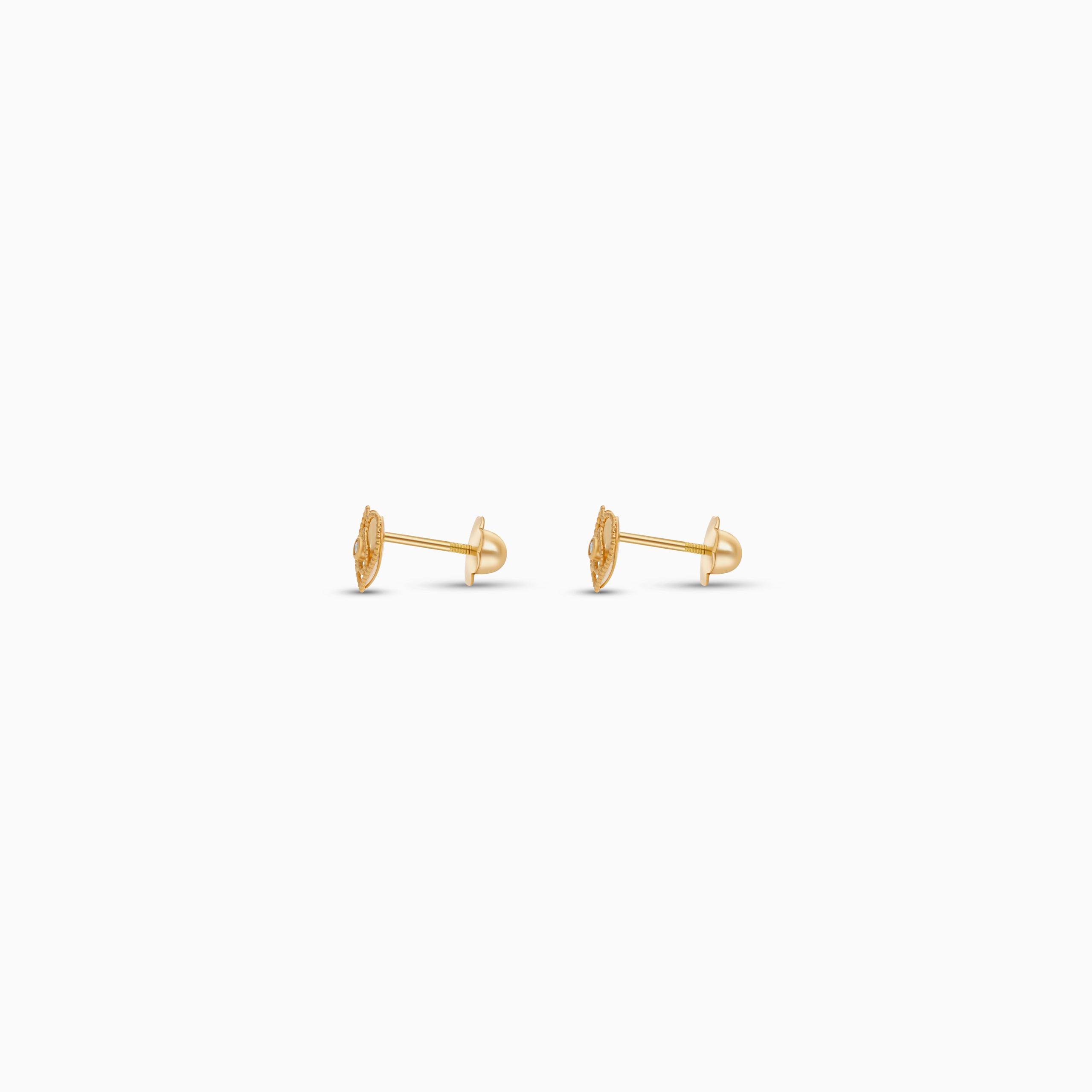 18k Yellow Gold Heart-Shaped Earrings with Zircon Center | Spanish Kids Collection - Image 3