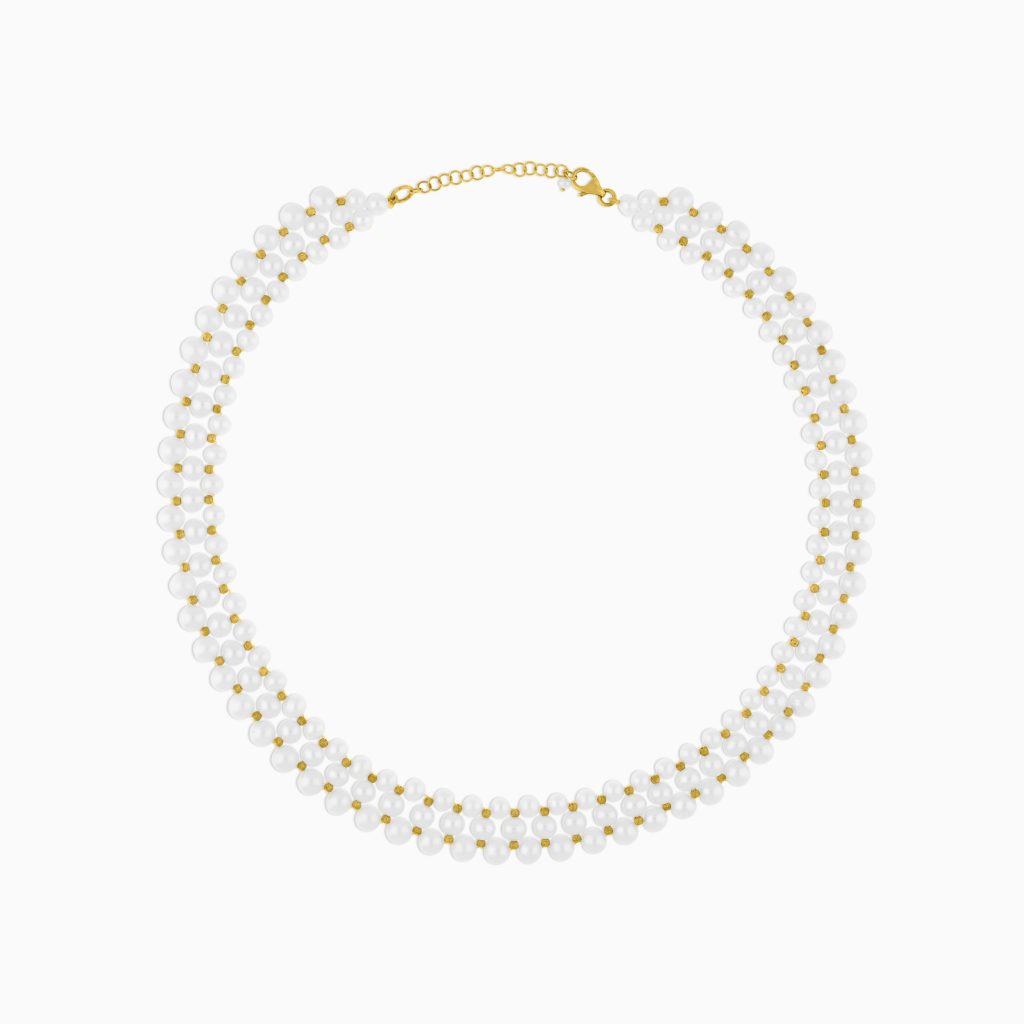 18k Yellow Gold Double-Layer Pearl Choker | Danah Collection