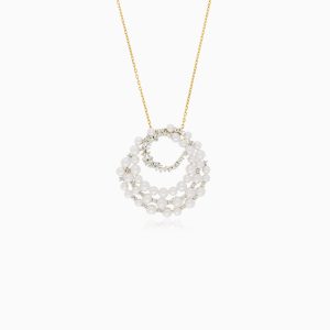 18k Yellow Gold Necklace with Pearls and Zircon | Danah Collection