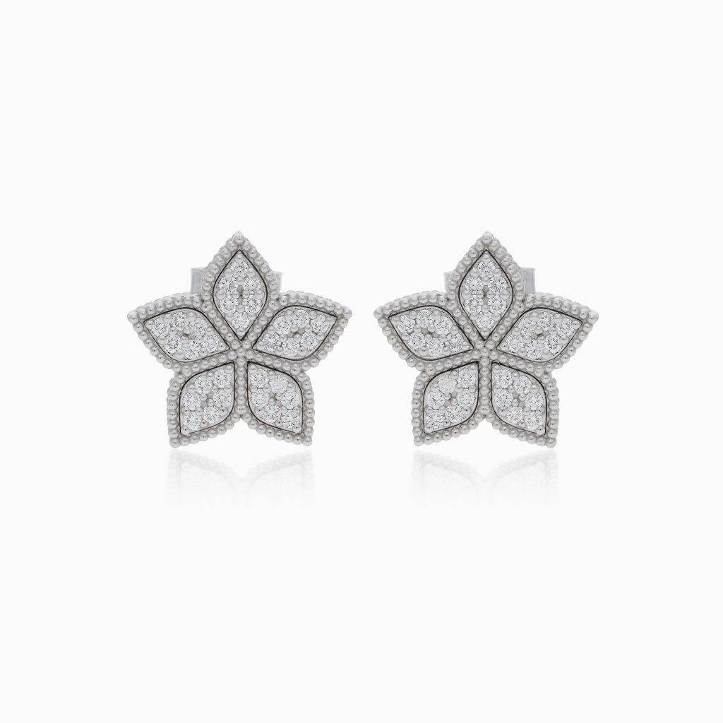Natural Diamond Earrings in 18K White Gold | Fortuna Diamond Collection
