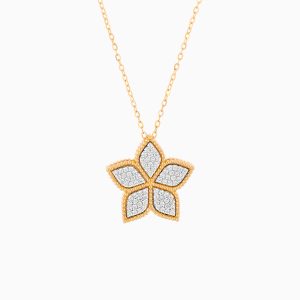 18k Yellow Gold Necklace Featuring Natural Diamond Stones | Fortuna Diamond Collection