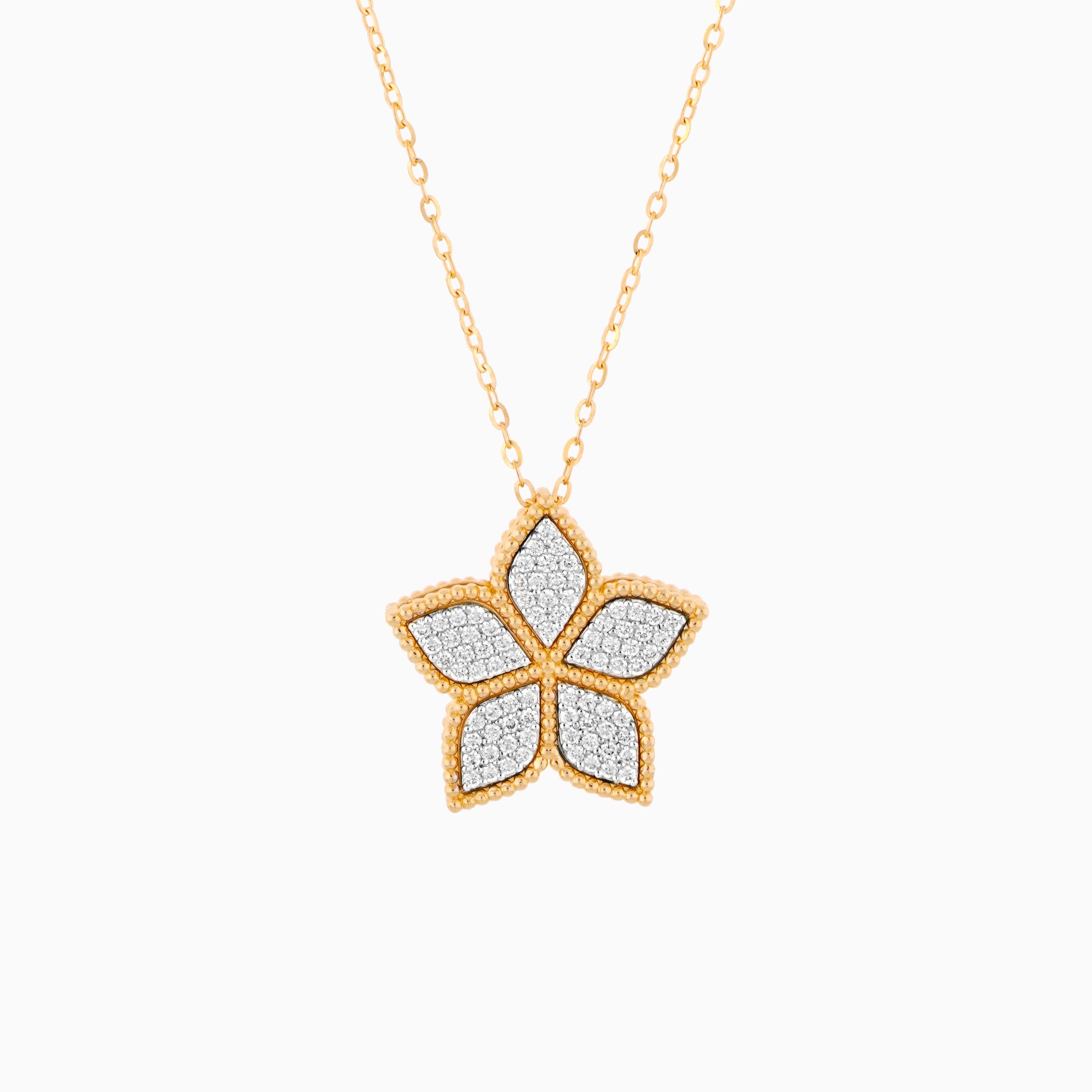 18k Yellow Gold Necklace Featuring Natural Diamond Stones | Fortuna Diamond Collection