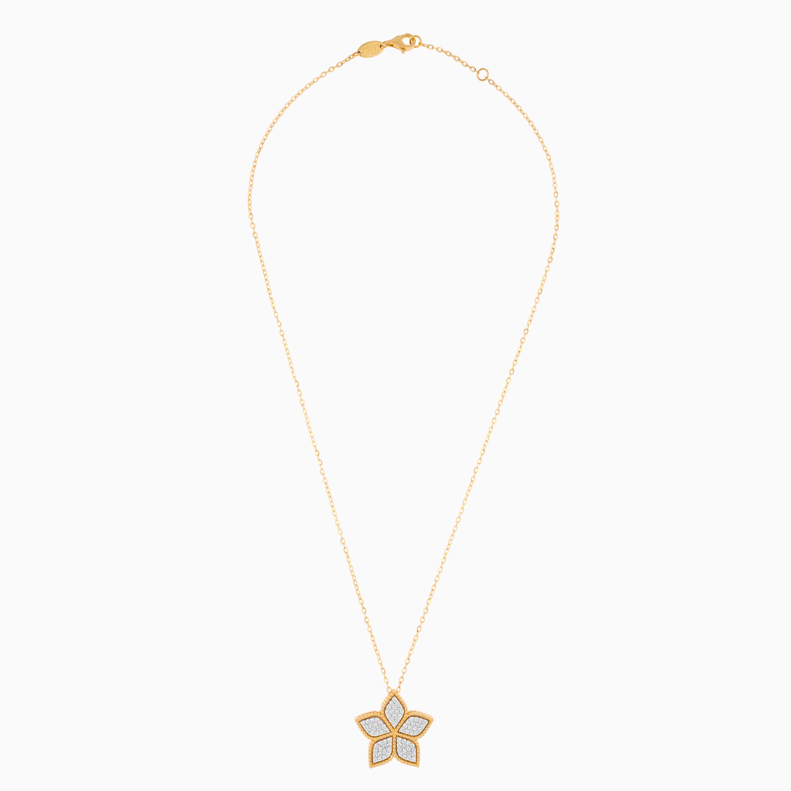 18k Yellow Gold Necklace Featuring Natural Diamond Stones | Fortuna Diamond Collection - Image 3
