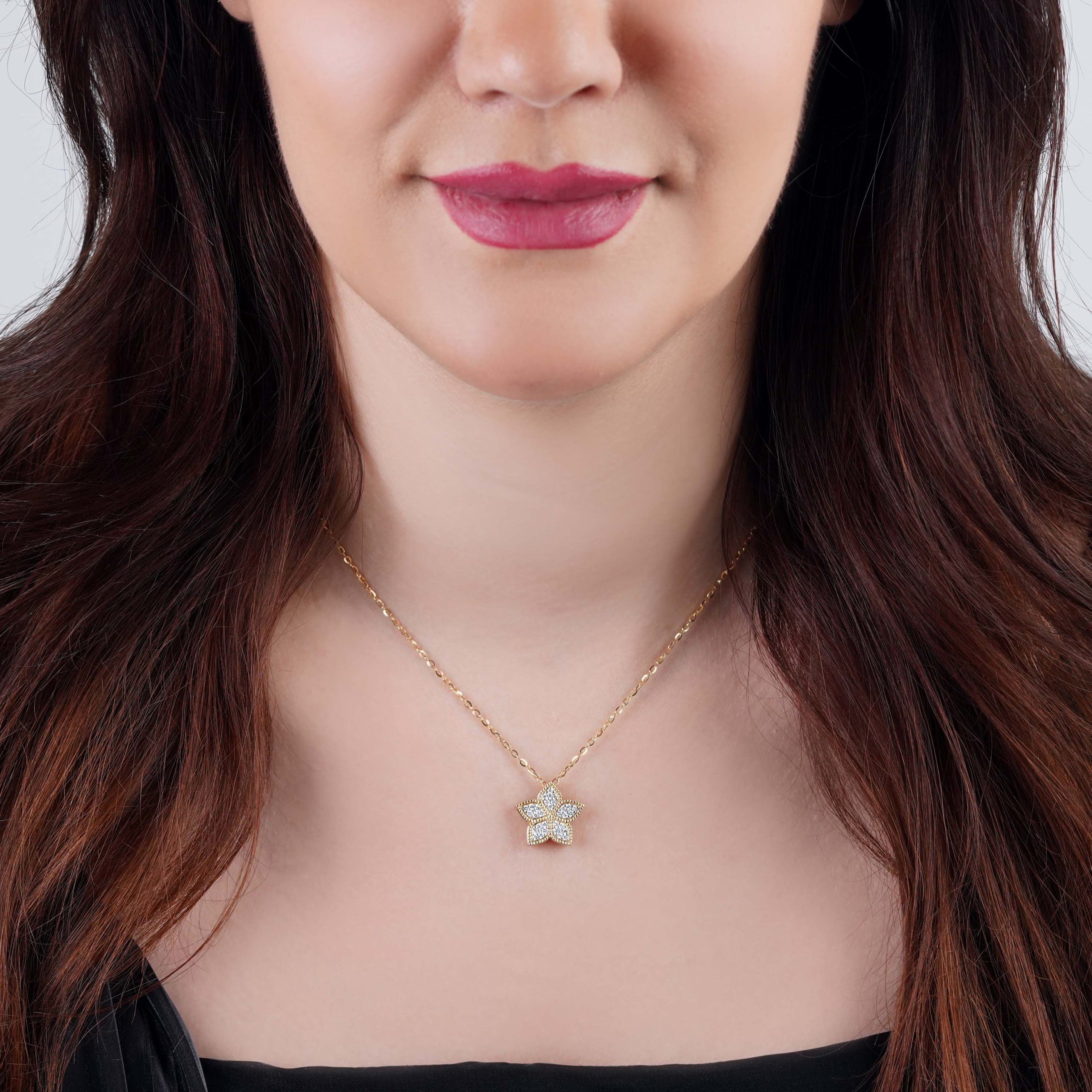 18k Yellow Gold Necklace Featuring Natural Diamond Stones | Fortuna Diamond Collection - Image 2