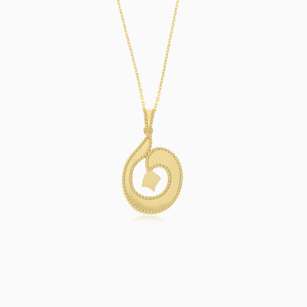 18k Yellow Gold Necklace with Arabic Letter “Noon” | Horoufi Gold Collection
