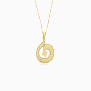 18k Yellow Gold Necklace with Arabic Letter “Noon” | Horoufi Gold Collection