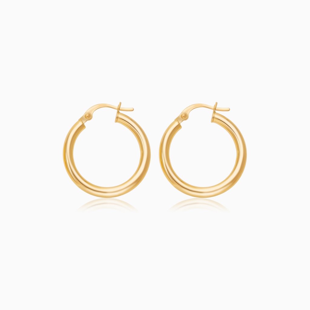 18k Yellow Gold Round Hoop Earrings | Hoops Collection