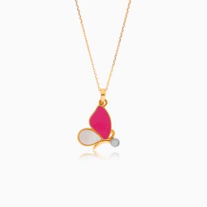18k Yellow Gold Bee-Shaped Necklace Adorned with Natural Diamonds | Dalia Kids Collection