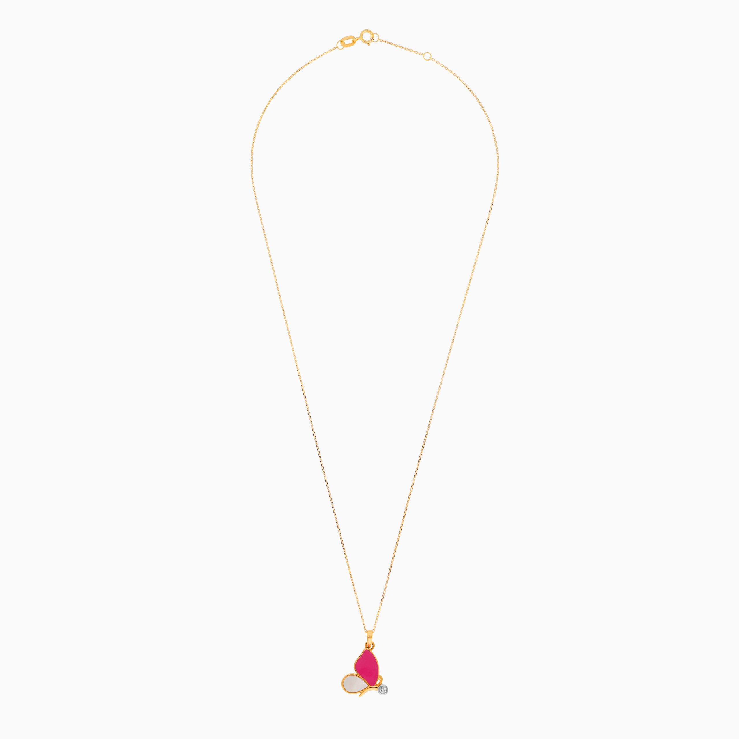 18k Yellow Gold Bee-Shaped Necklace Adorned with Natural Diamonds | Dalia Kids Collection - Image 2