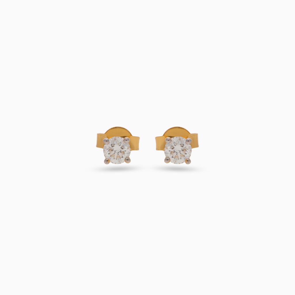 18k Yellow Gold Stud Earrings featuring a Solitaire Natural Diamond | Solitaire Collection