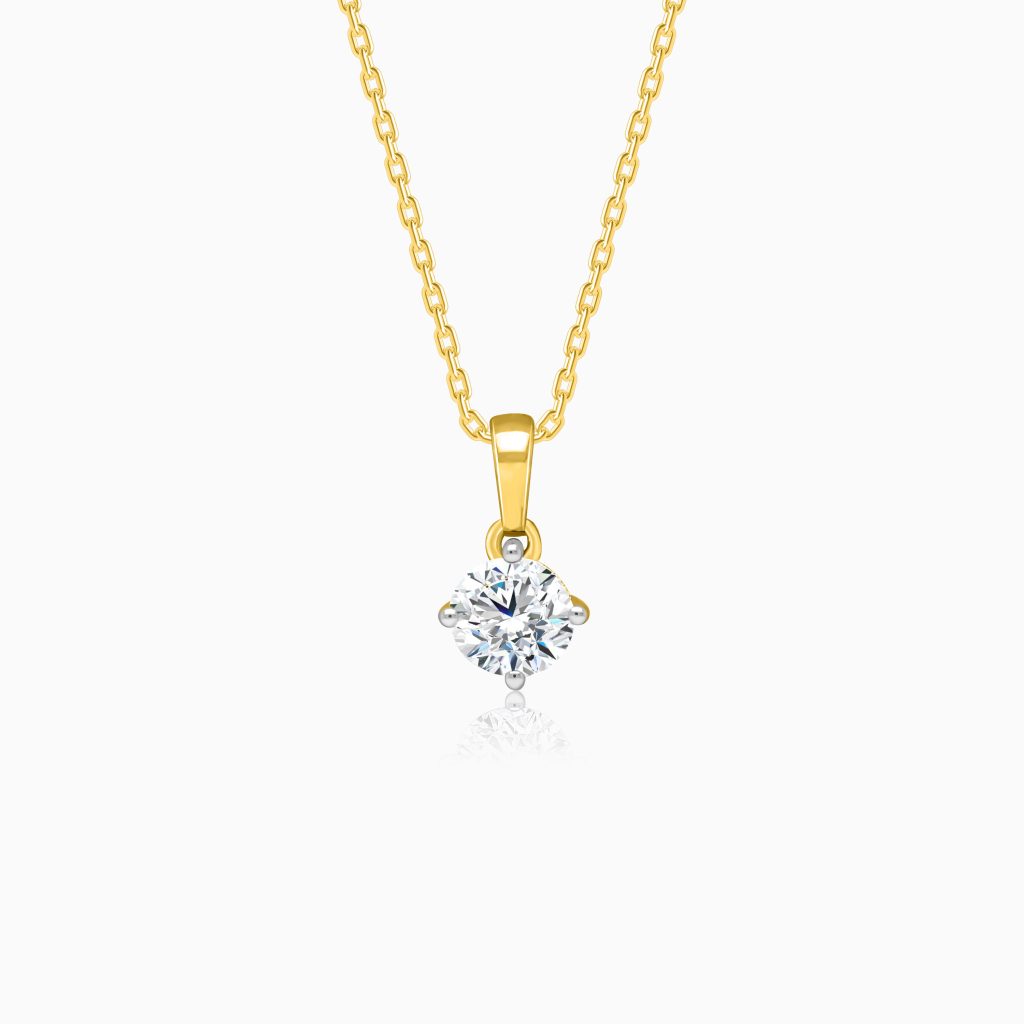 18k Yellow Gold Solitaire Diamond Pendant Necklace | Solitaire Collection