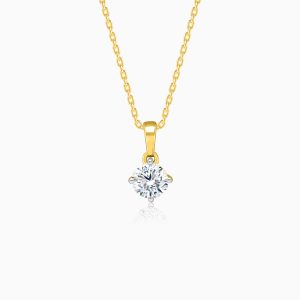 18k Yellow Gold Solitaire Diamond Pendant Necklace | Solitaire Collection